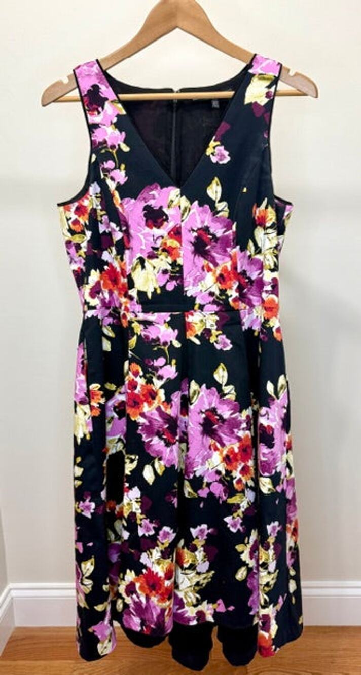 White House Black Market Floral Hi‑Low A‑Line Dress Sz 10P